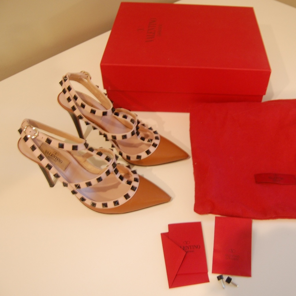 Valentino Garavani Rockstud, Cognac/Pale Pink